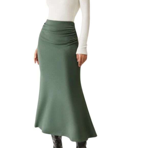 NWT OGL Moss Green Mermaid Maxi Skirt Pull On Women’s Size Small - Picture 1 of 8